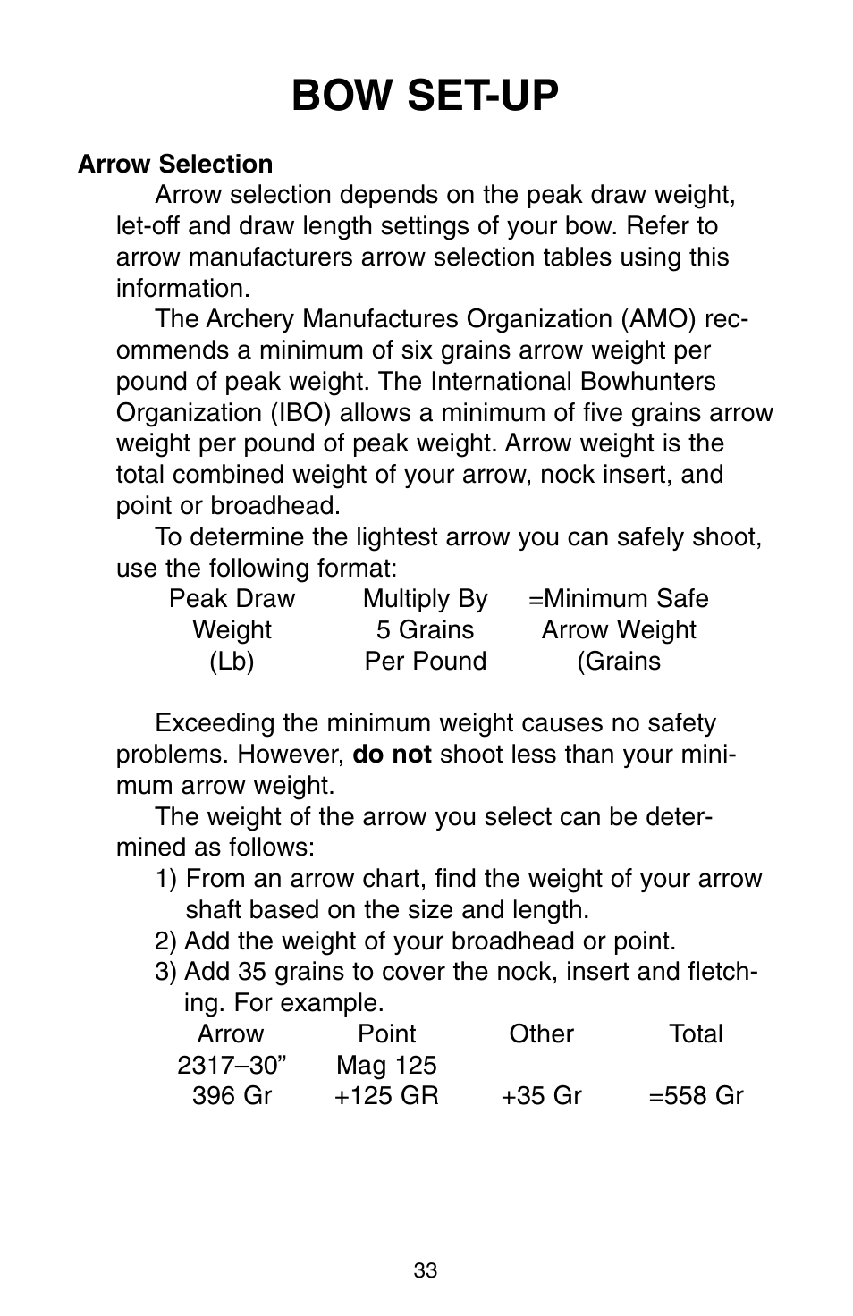 Bow set-up | Bear Archery Compound Bow 2004 User Manual | Page 33 / 40