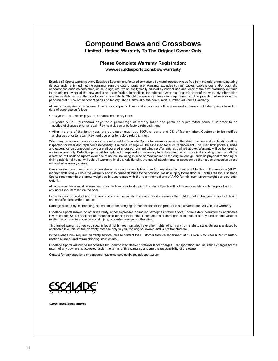 Compound bows and crossbows | Bear Archery F-Series Crossbow 2004 User Manual | Page 12 / 12
