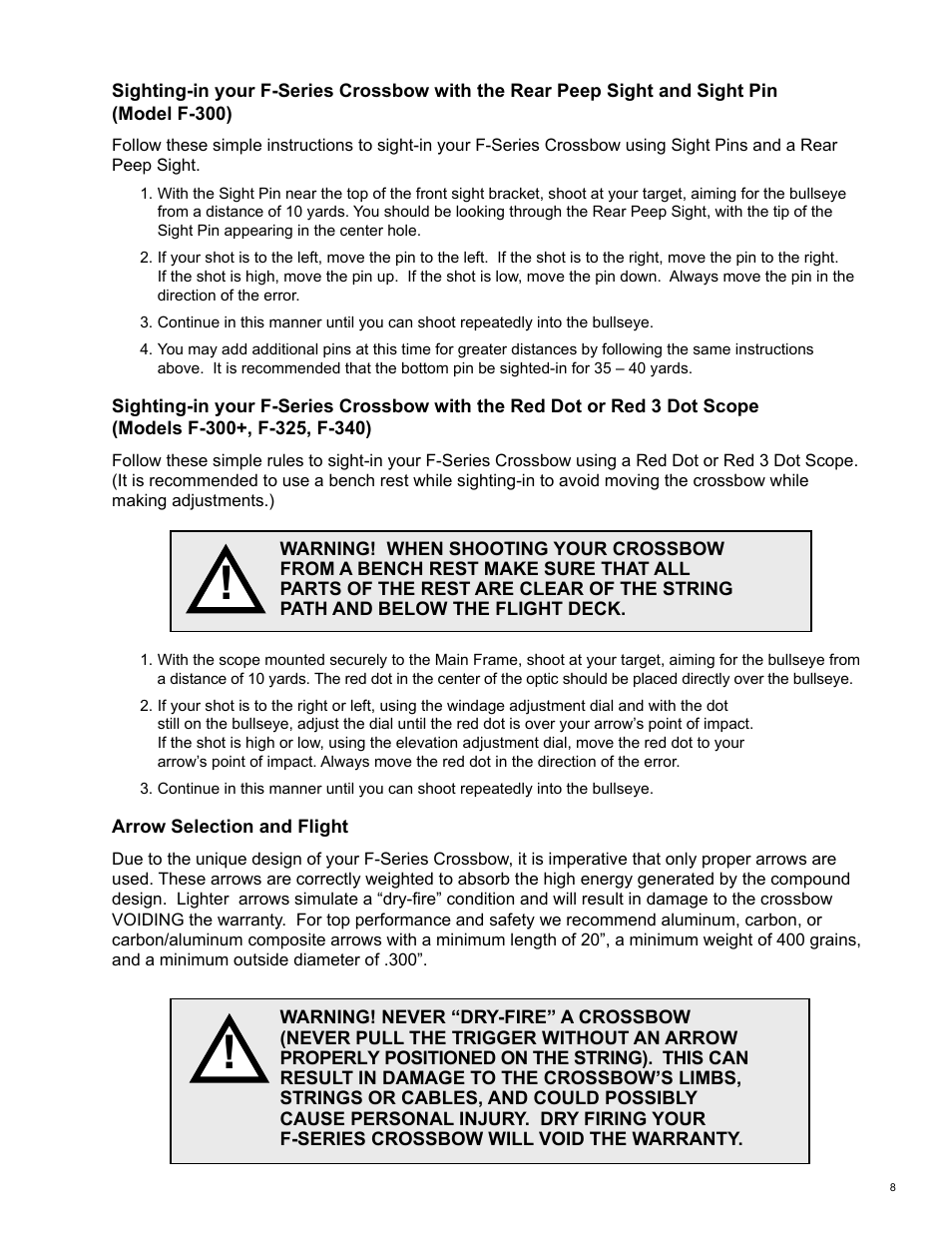 Bear Archery F-Series Crossbow 2004 User Manual | Page 9 / 12