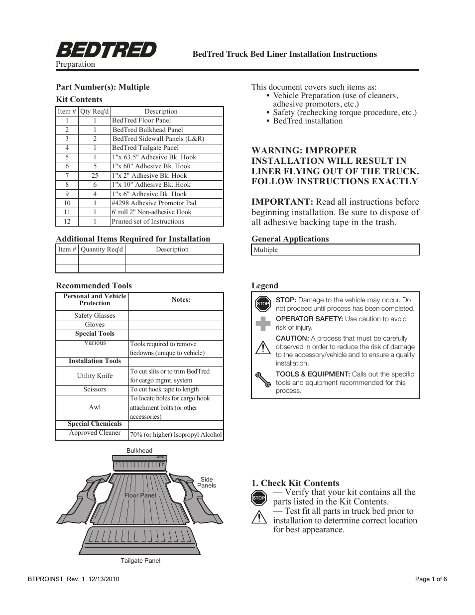 Bedrug BED LINERS: BedTred Pro Series User Manual | 6 pages