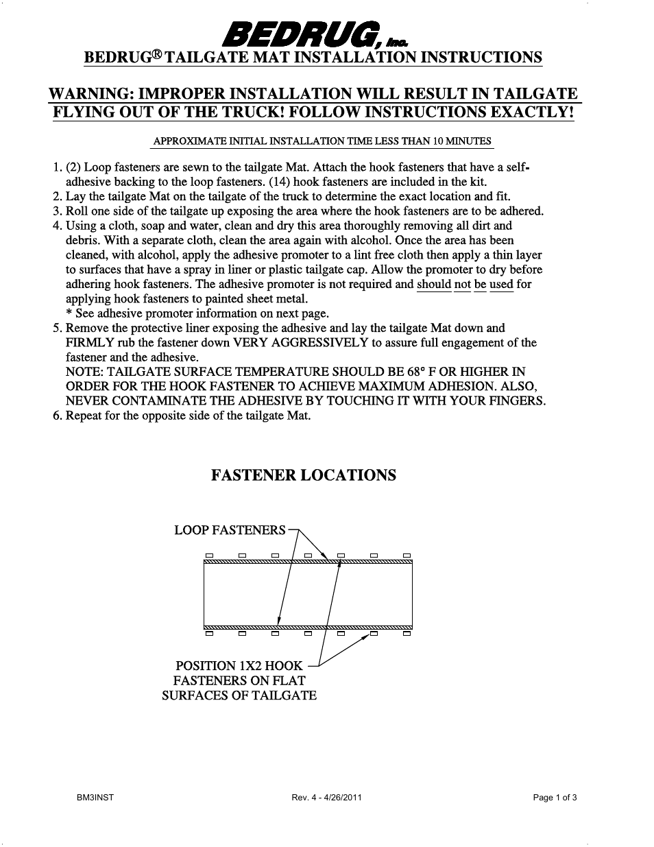 Bedrug BED MATS: BedRug Tailgate Mat User Manual | 3 pages