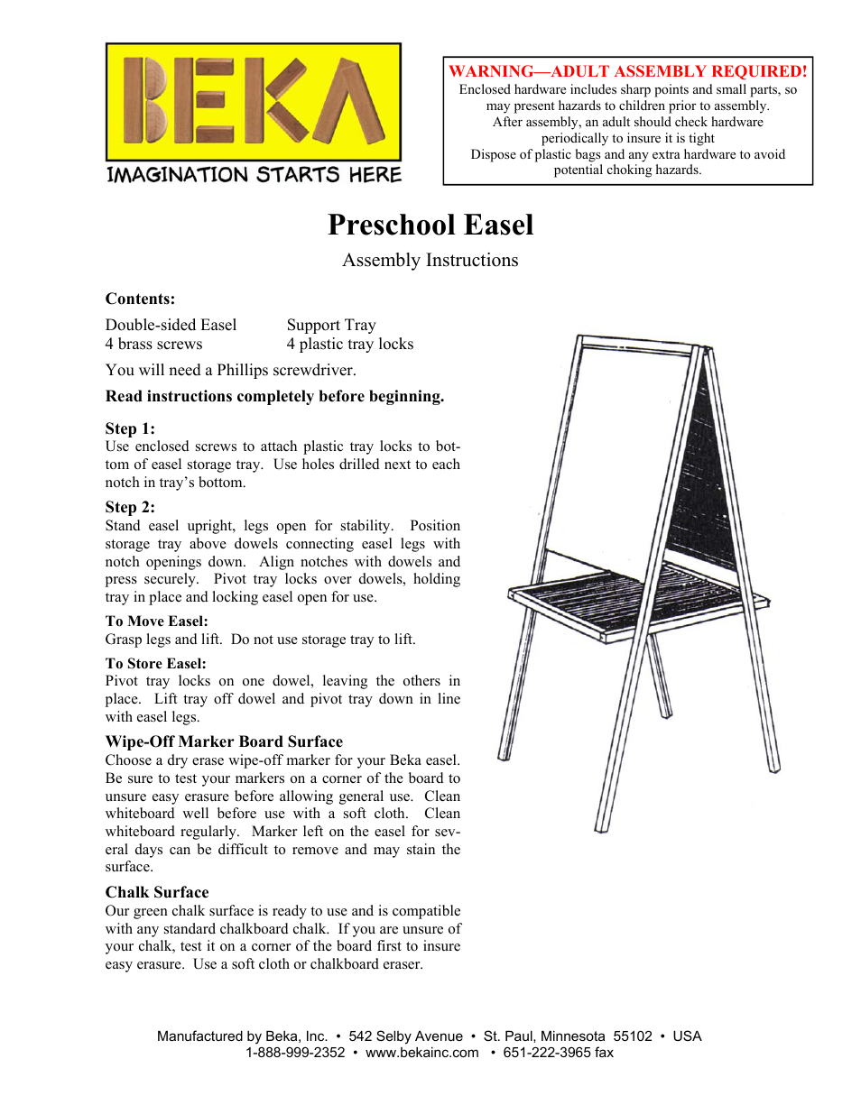 Beka Preschool easel User Manual | 1 page