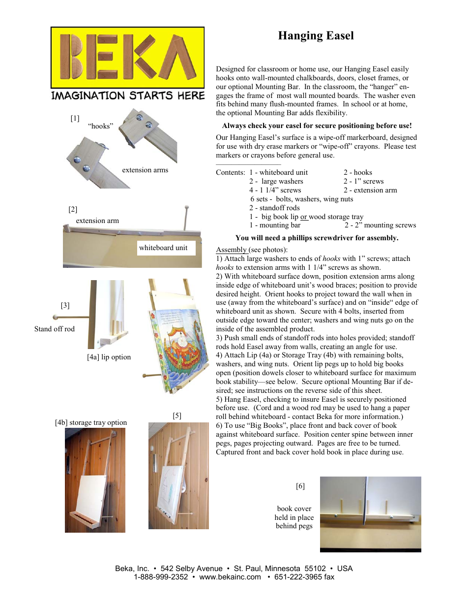 Beka Hanging big book & art easel User Manual | 2 pages