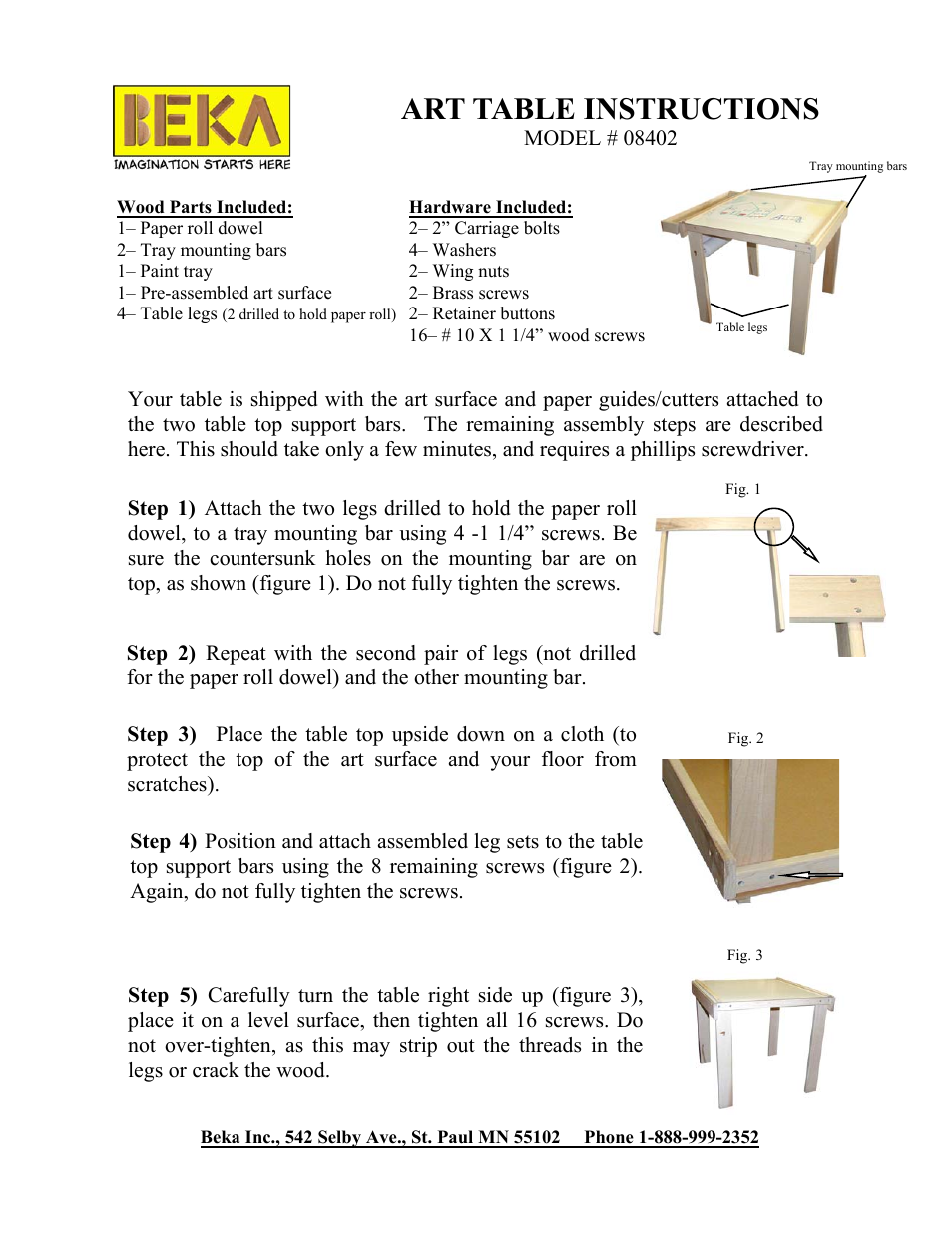 Beka Art table User Manual | 2 pages