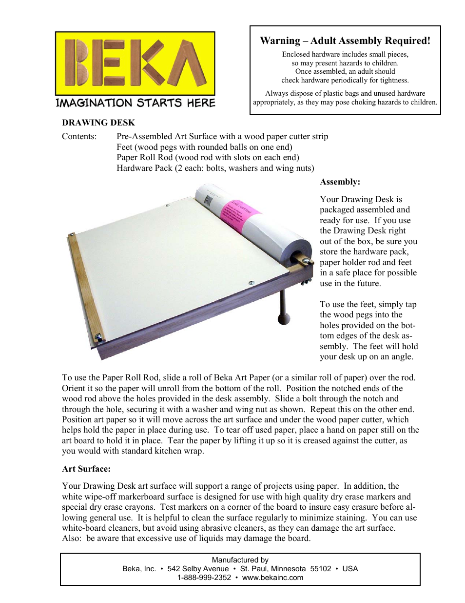 Beka Drawing desk User Manual | 1 page