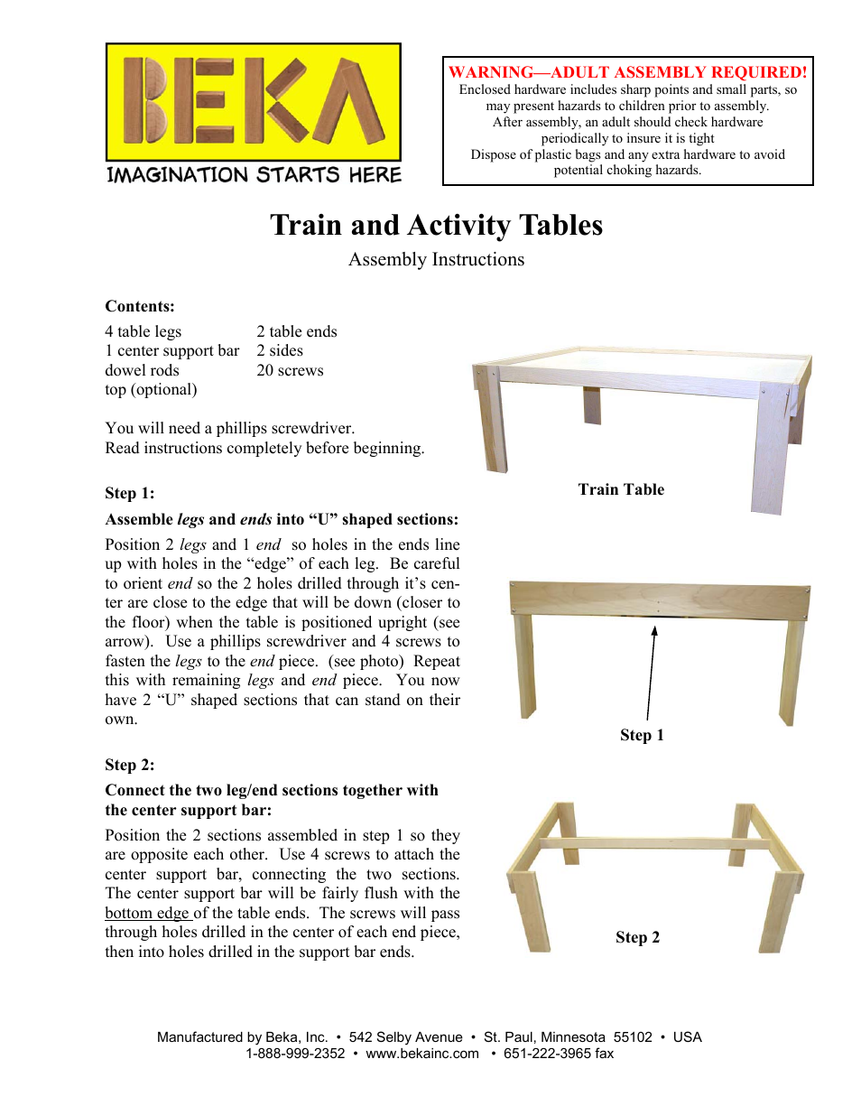 Beka Train & activity table User Manual | 2 pages