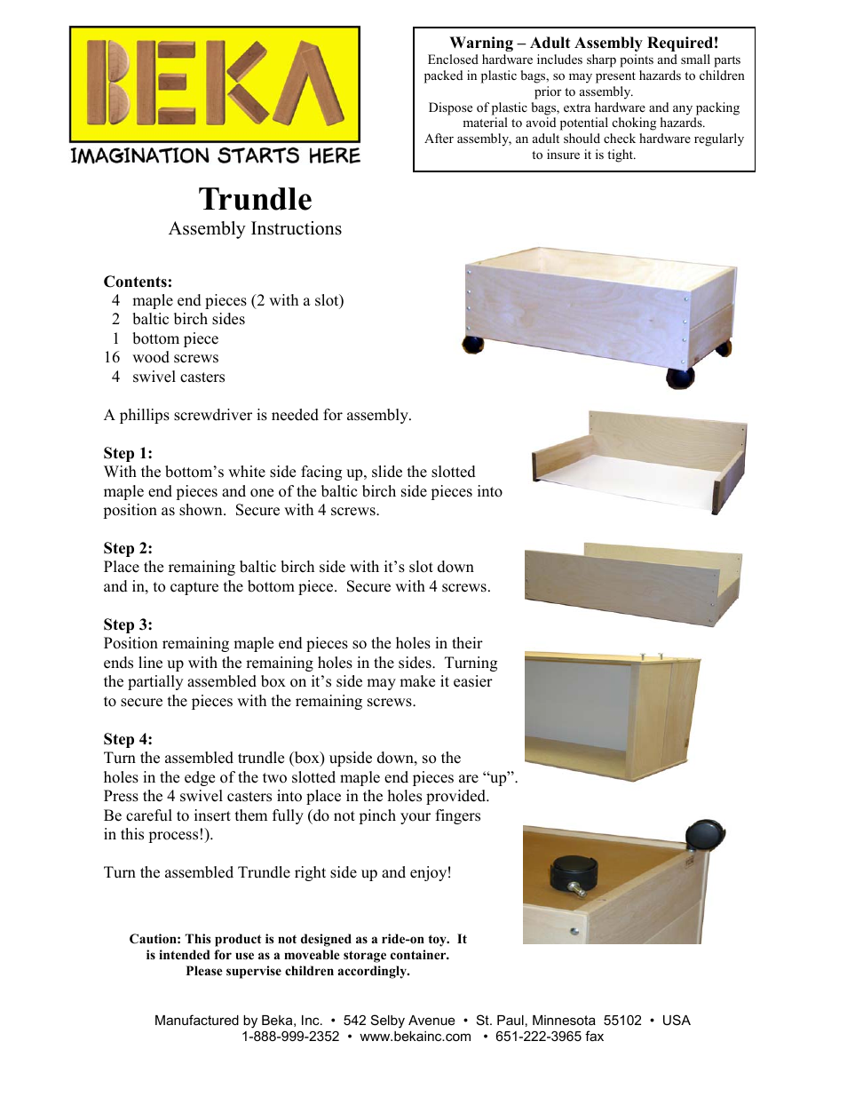 Beka Trundle User Manual | 1 page