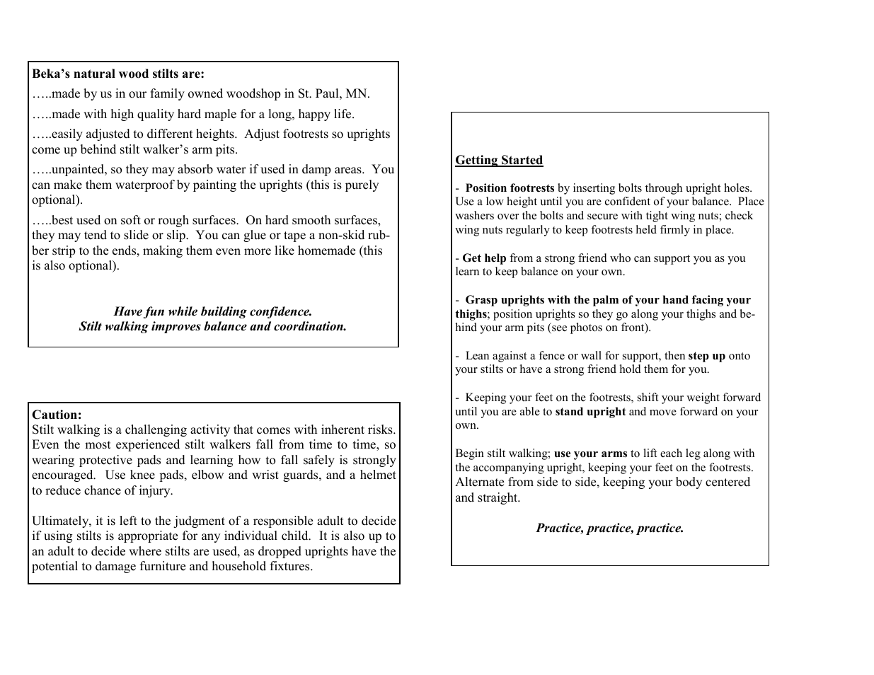 Beka Stilts User Manual | Page 2 / 2