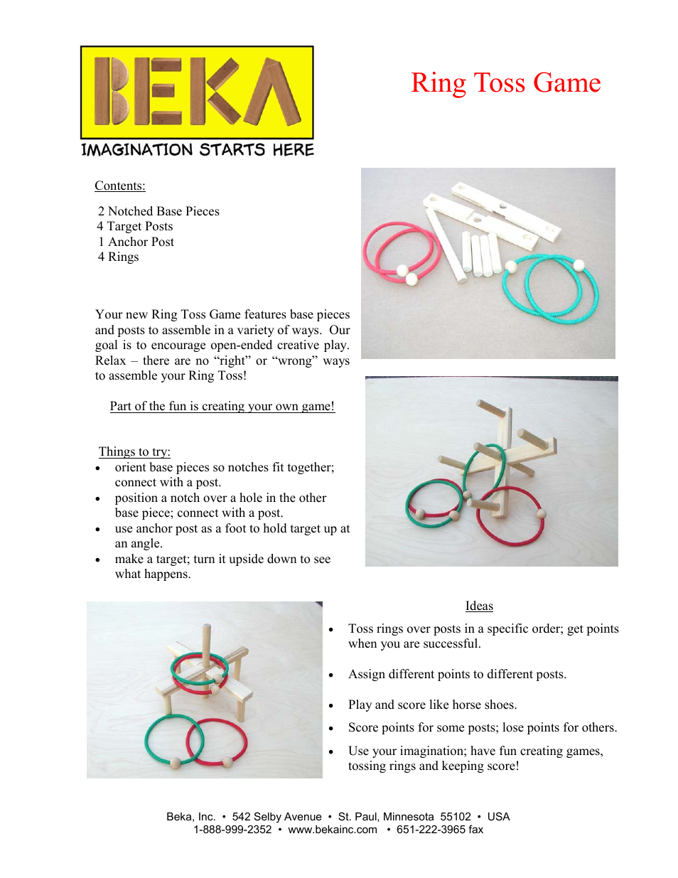 Beka Ring Toss Game User Manual | 1 page