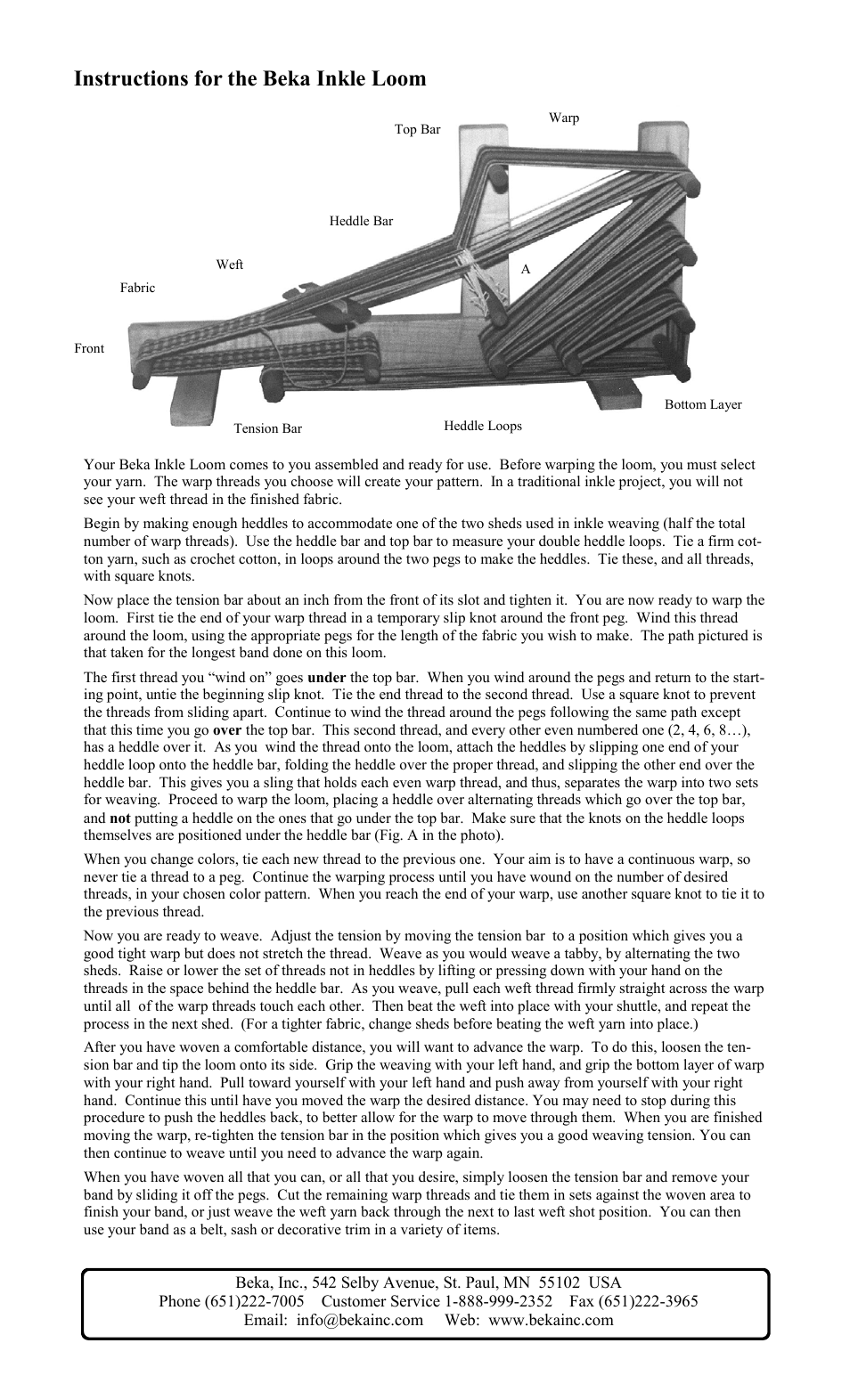 Beka Inkle loom User Manual | 1 page