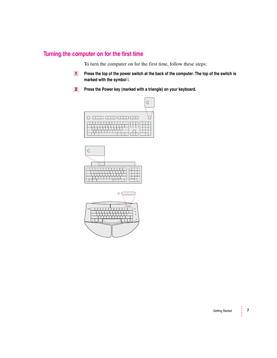 Turning the computer on for the first time | Apple Macintosh Performa 570 series User Manual | Page 15 / 113