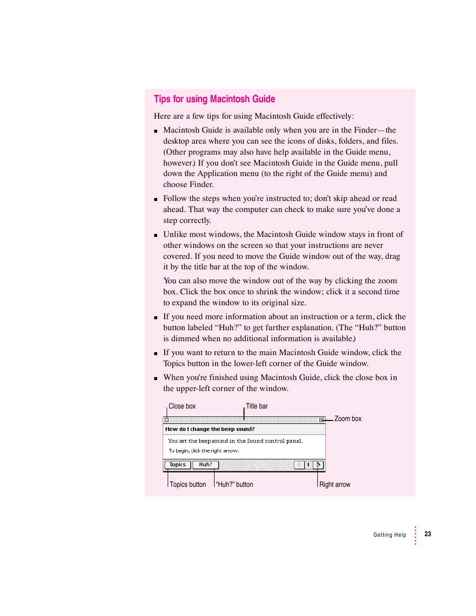 Tips for using macintosh guide | Apple Macintosh Performa 570 series User Manual | Page 31 / 113