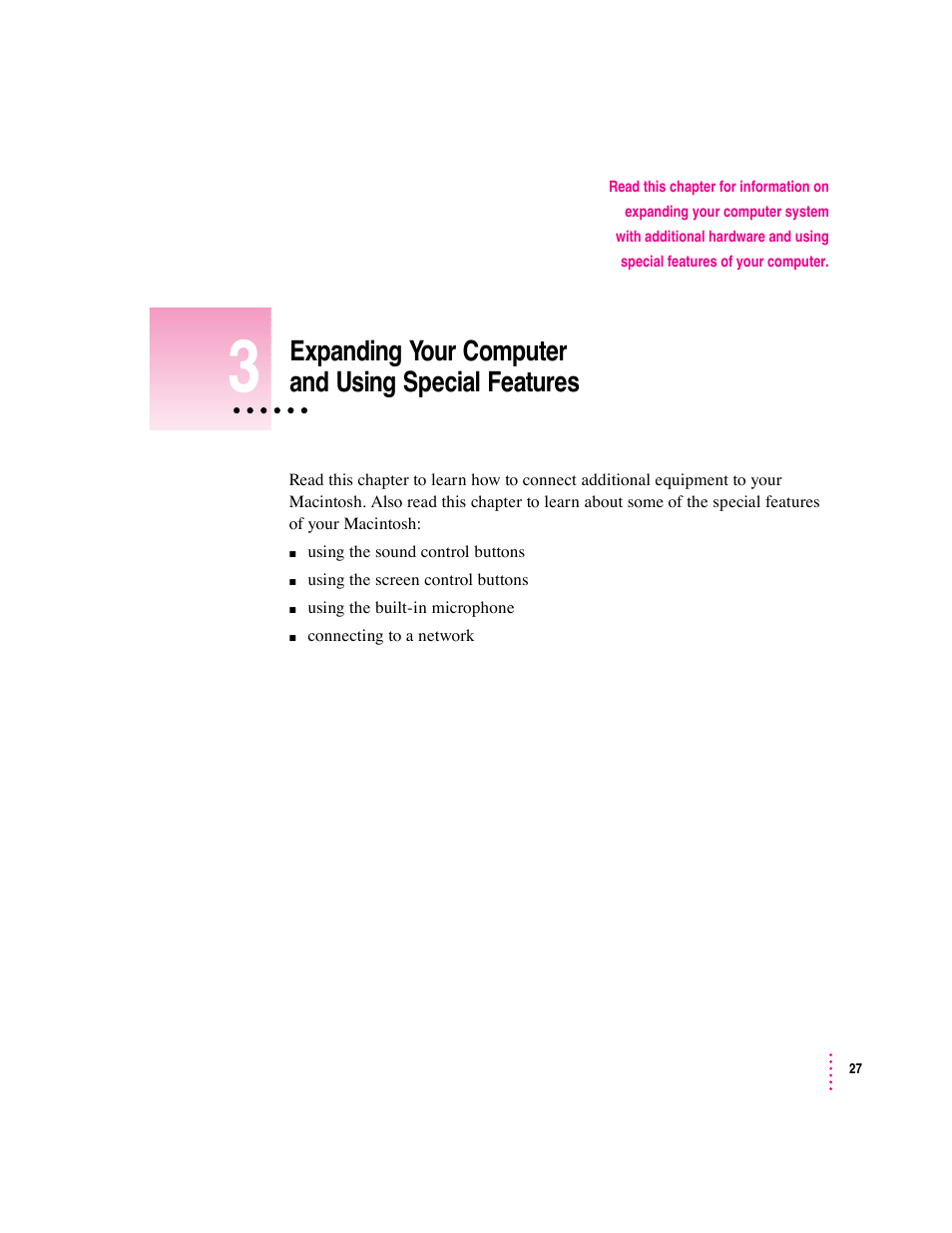 Expanding your computer and using special features | Apple Macintosh Performa 570 series User Manual | Page 35 / 113