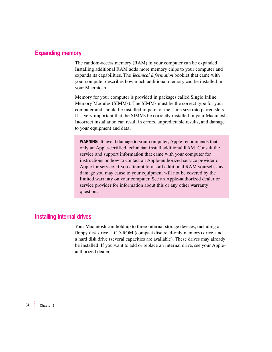 Installing internal drives | Apple Macintosh Performa 570 series User Manual | Page 42 / 113