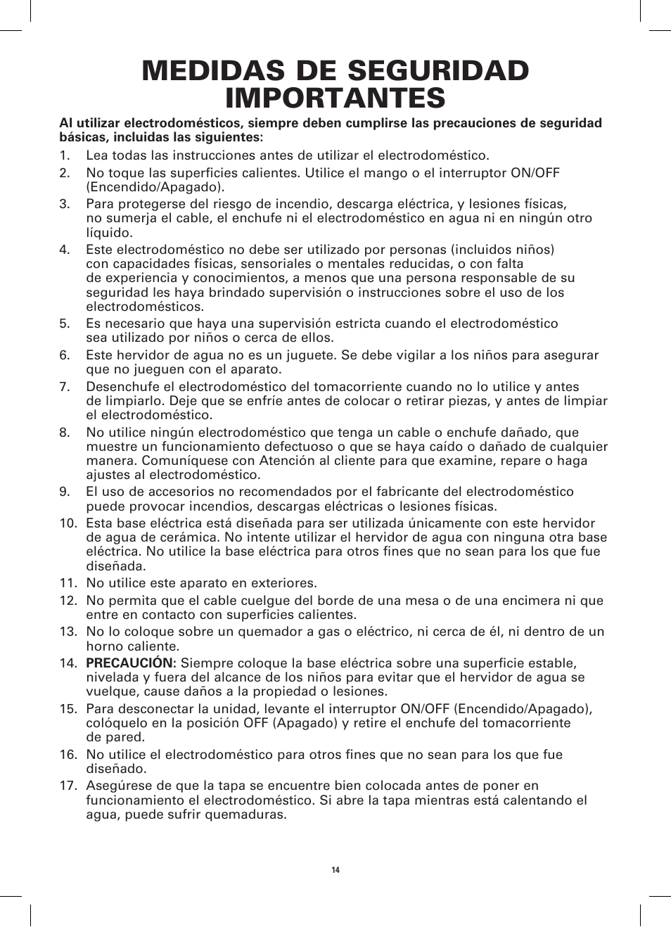 Medidas de seguridad importantes | BELLA 14152 Electric Kettle User Manual | Page 16 / 24