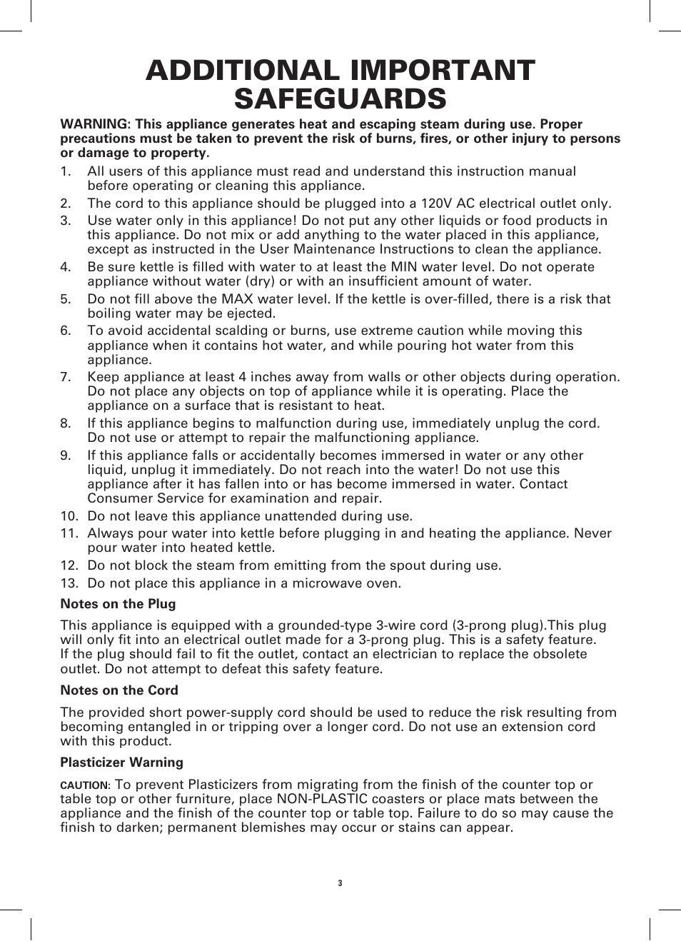 Additional important safeguards | BELLA 14152 Electric Kettle User Manual | Page 5 / 24