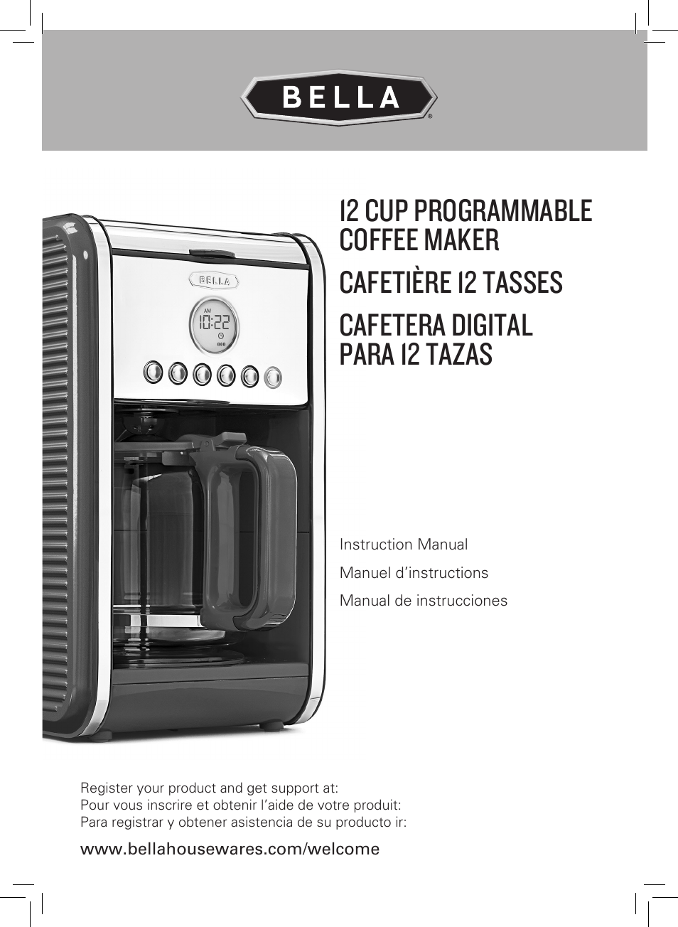 BELLA 14108 Linea Collection 12-Cup Programmable Coffee Maker User Manual | 32 pages