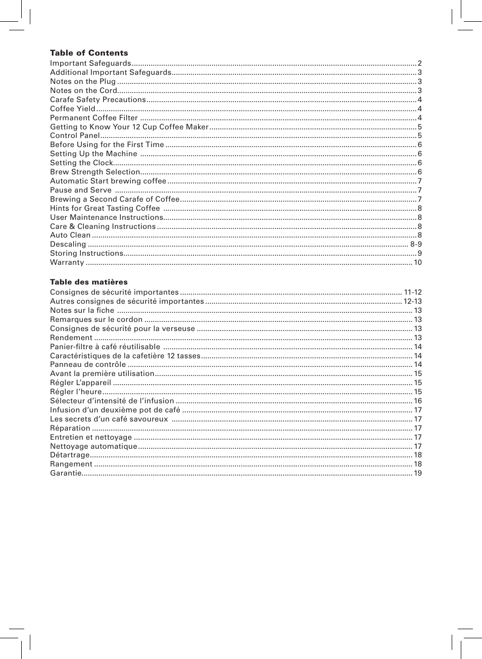 BELLA 14108 Linea Collection 12-Cup Programmable Coffee Maker User Manual | Page 2 / 32