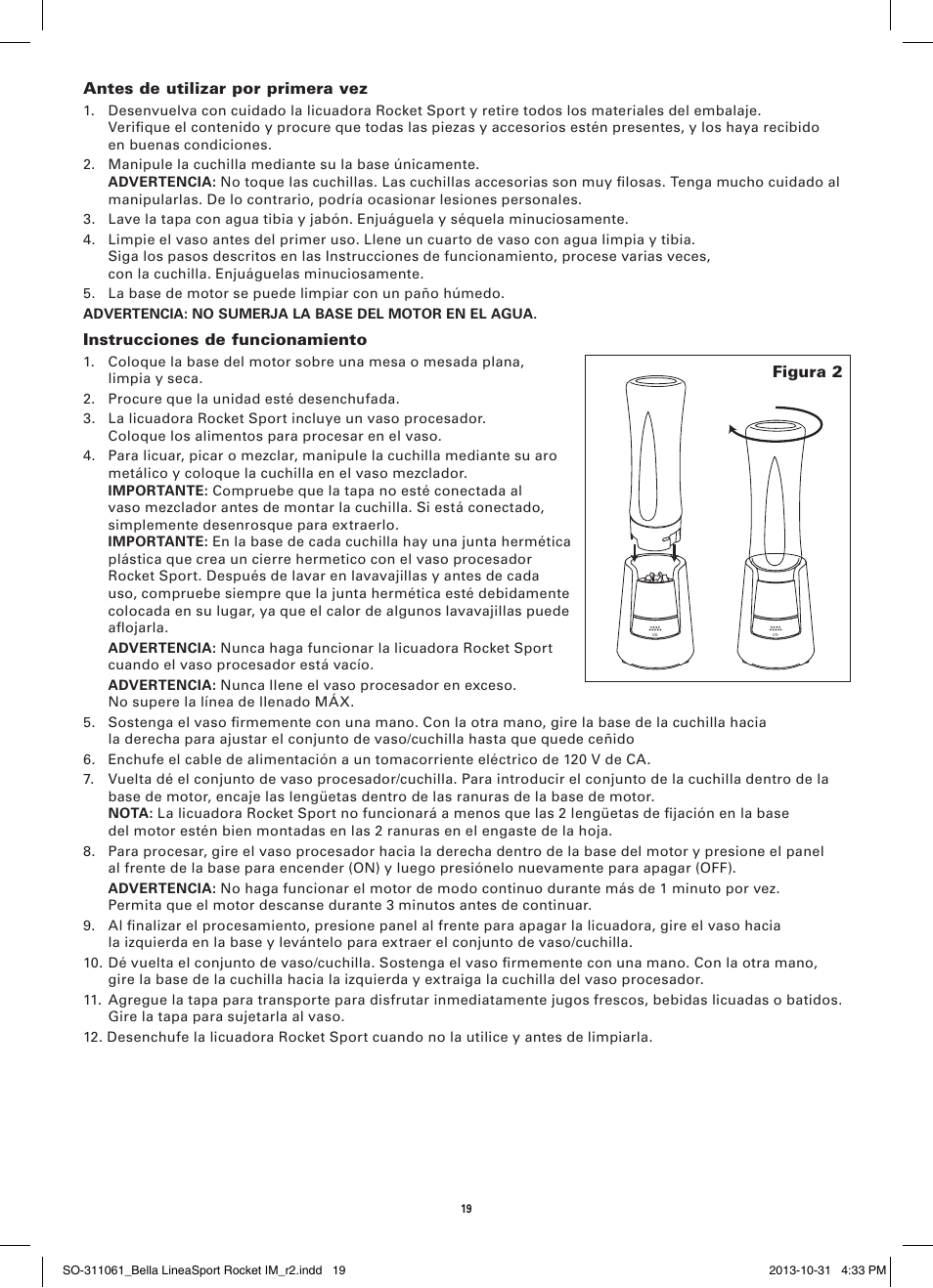 BELLA 14112 Linea Collection Sport Rocket Blender User Manual | Page 21 / 28