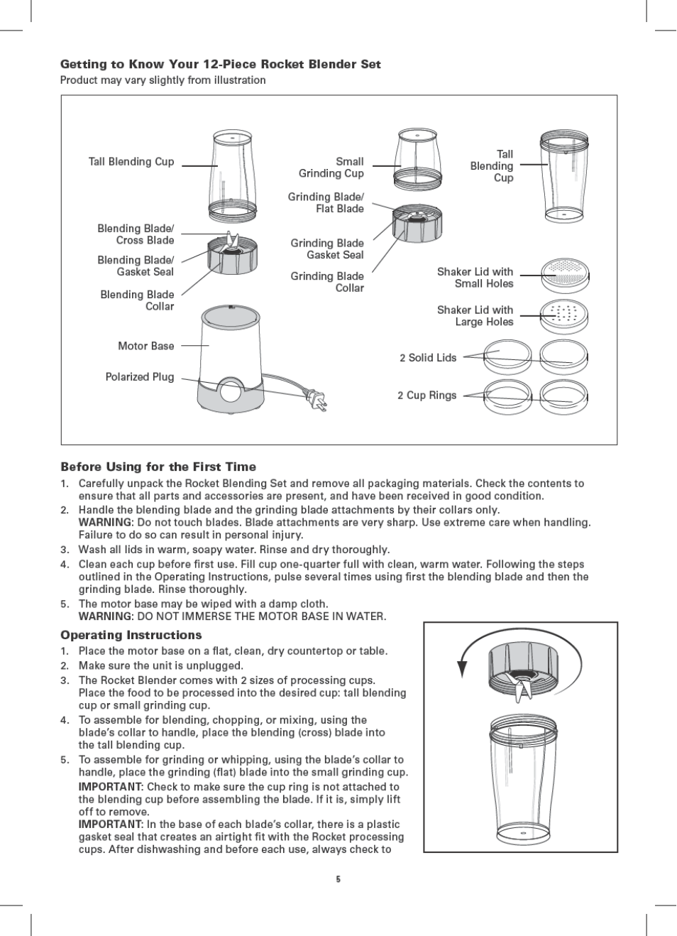 BELLA 13586 12-Piece Rocket Blender User Manual | Page 5 / 24