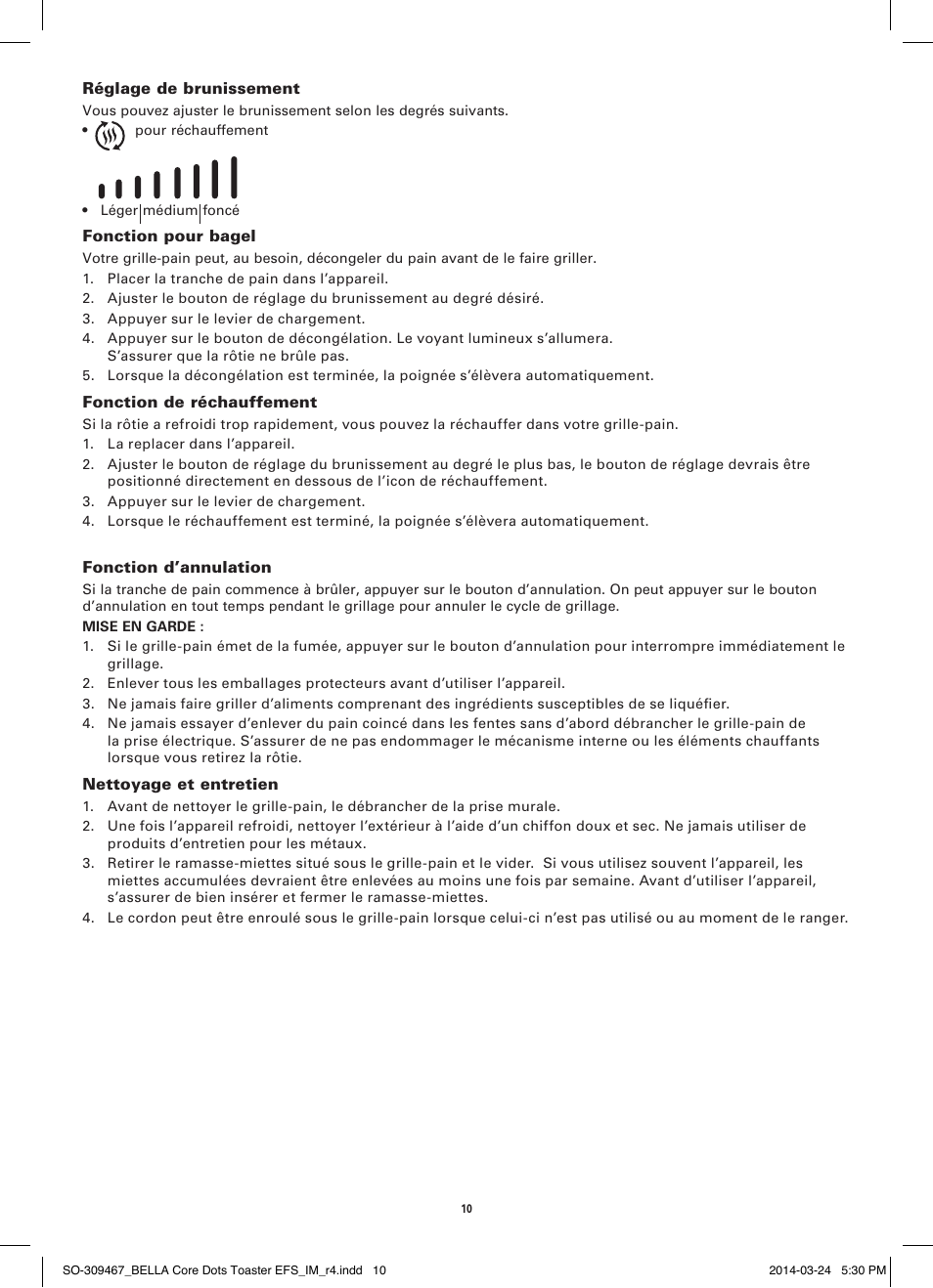 BELLA 13788 Dots Collection 2-Slice Toaster User Manual | Page 12 / 20