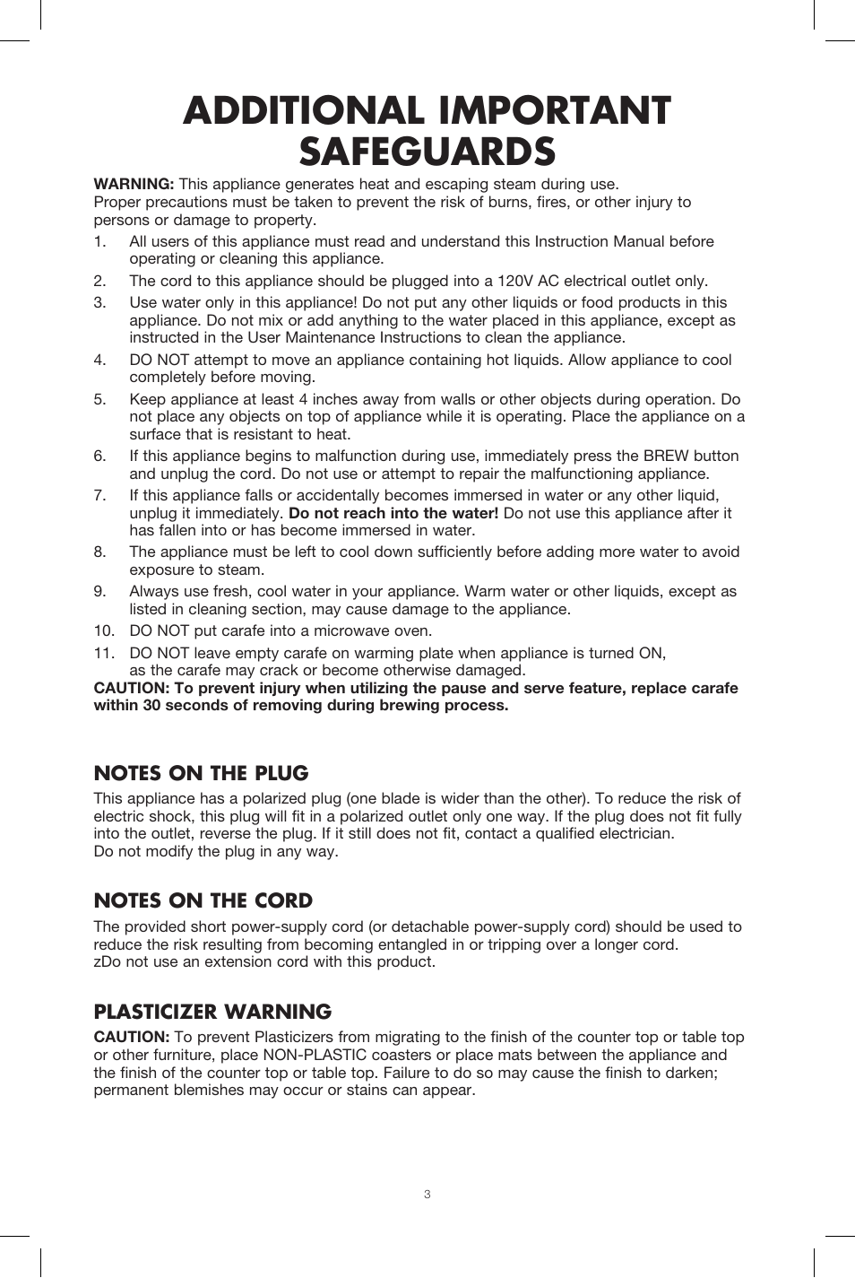 Additional important safeguards | BELLA 13737 Dots Collection 12-Cup Manual Coffee Maker User Manual | Page 3 / 17