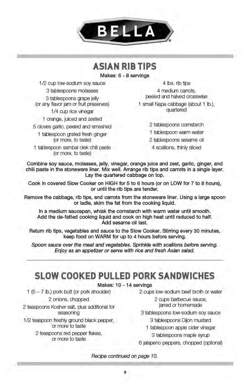 BELLA 13727 Diamonds Collection 6QT Slow Cooker User Manual | Page 10 / 40