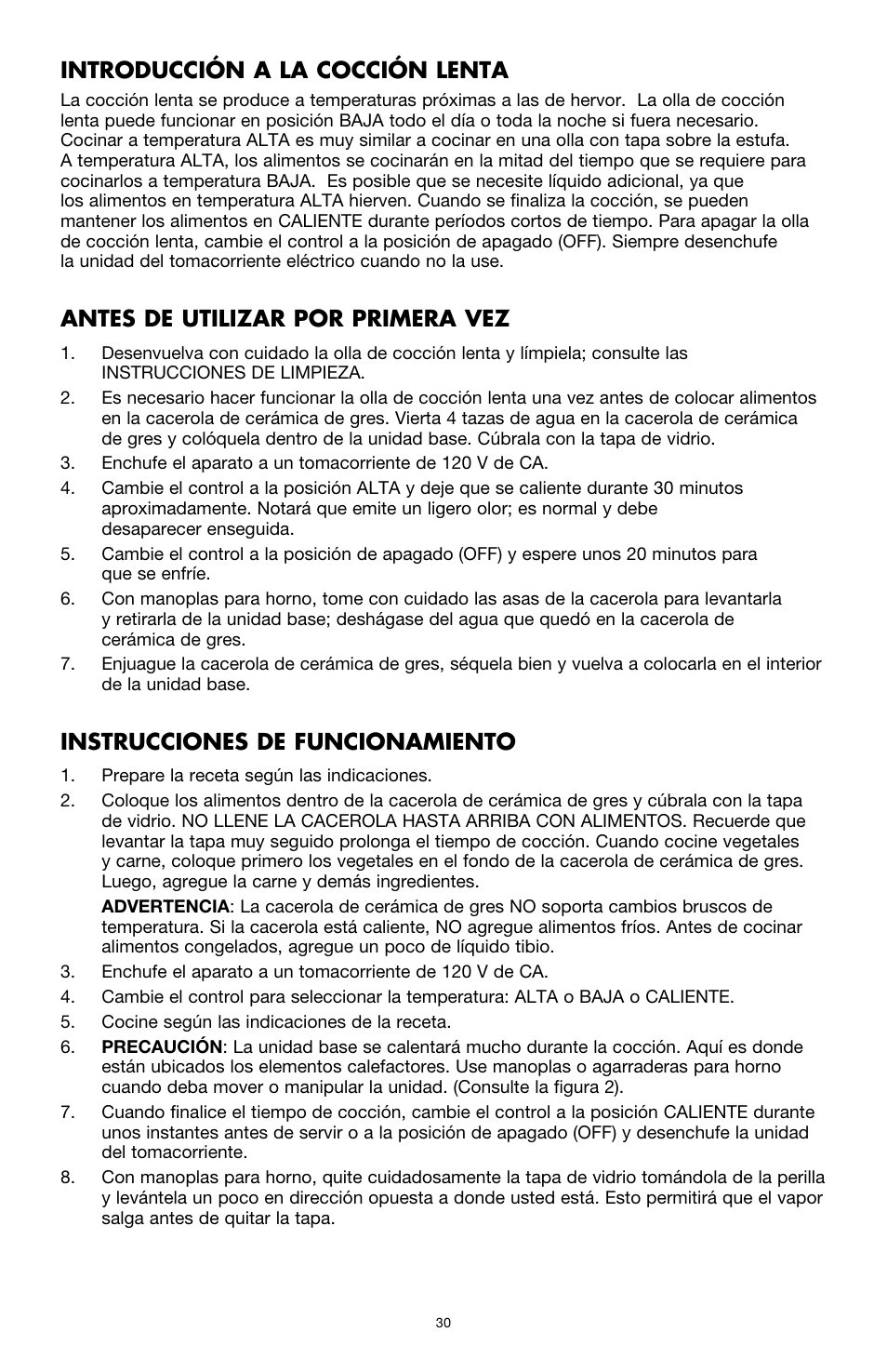 Introducción a la cocción lenta, Antes de utilizar por primera vez, Instrucciones de funcionamiento | BELLA 13727 Diamonds Collection 6QT Slow Cooker User Manual | Page 31 / 40