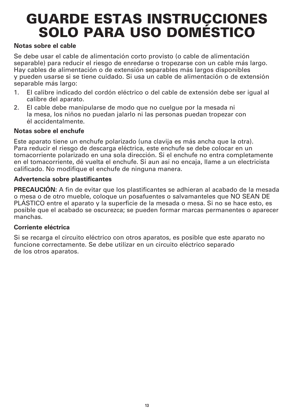 Guarde estas instrucciones solo para uso doméstico | BELLA 14087 Linea Collection 4-Slice Long Slot Toaster User Manual | Page 15 / 20