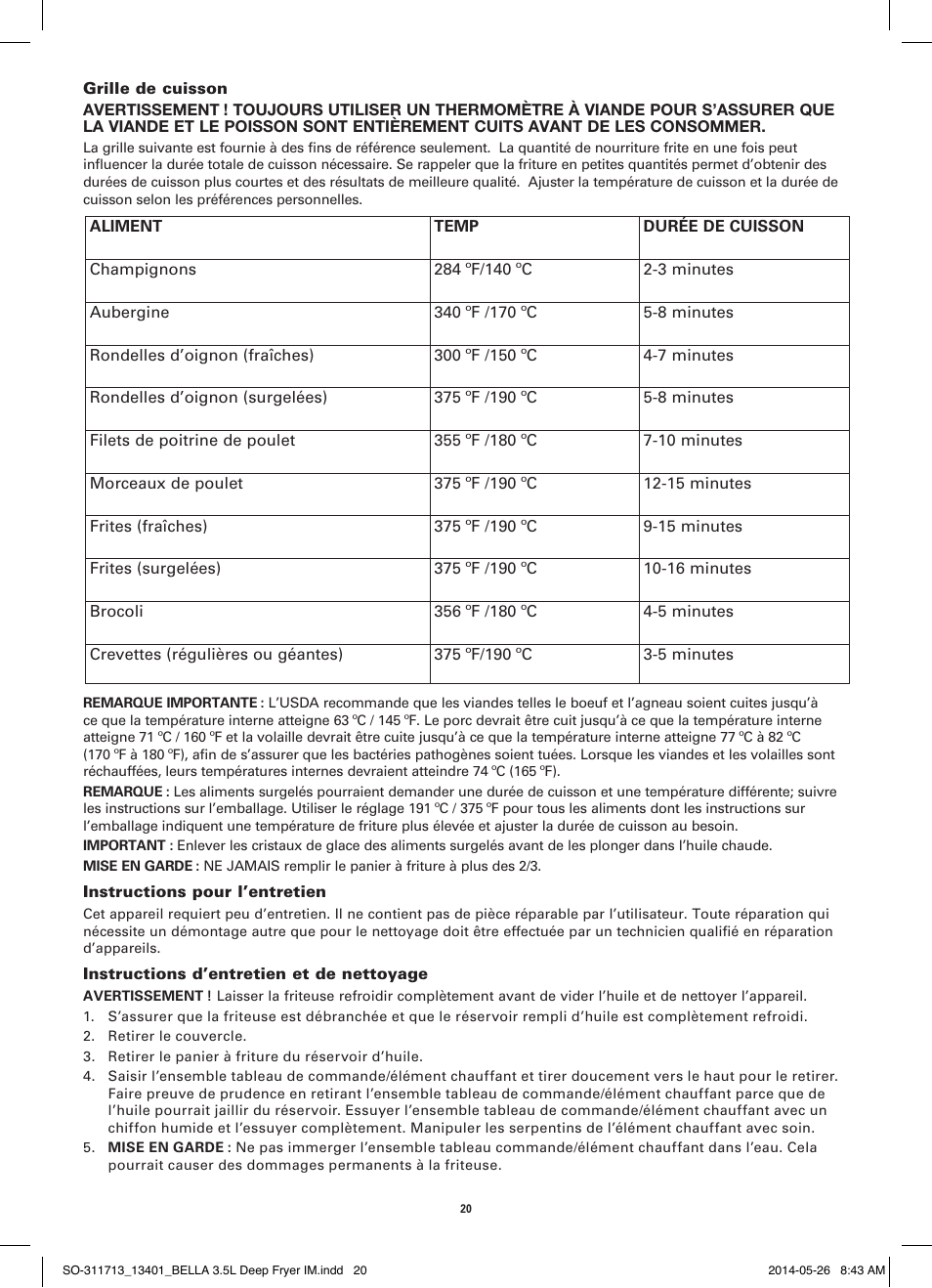 BELLA 13401 3.5L Deep Fryer User Manual | Page 22 / 40
