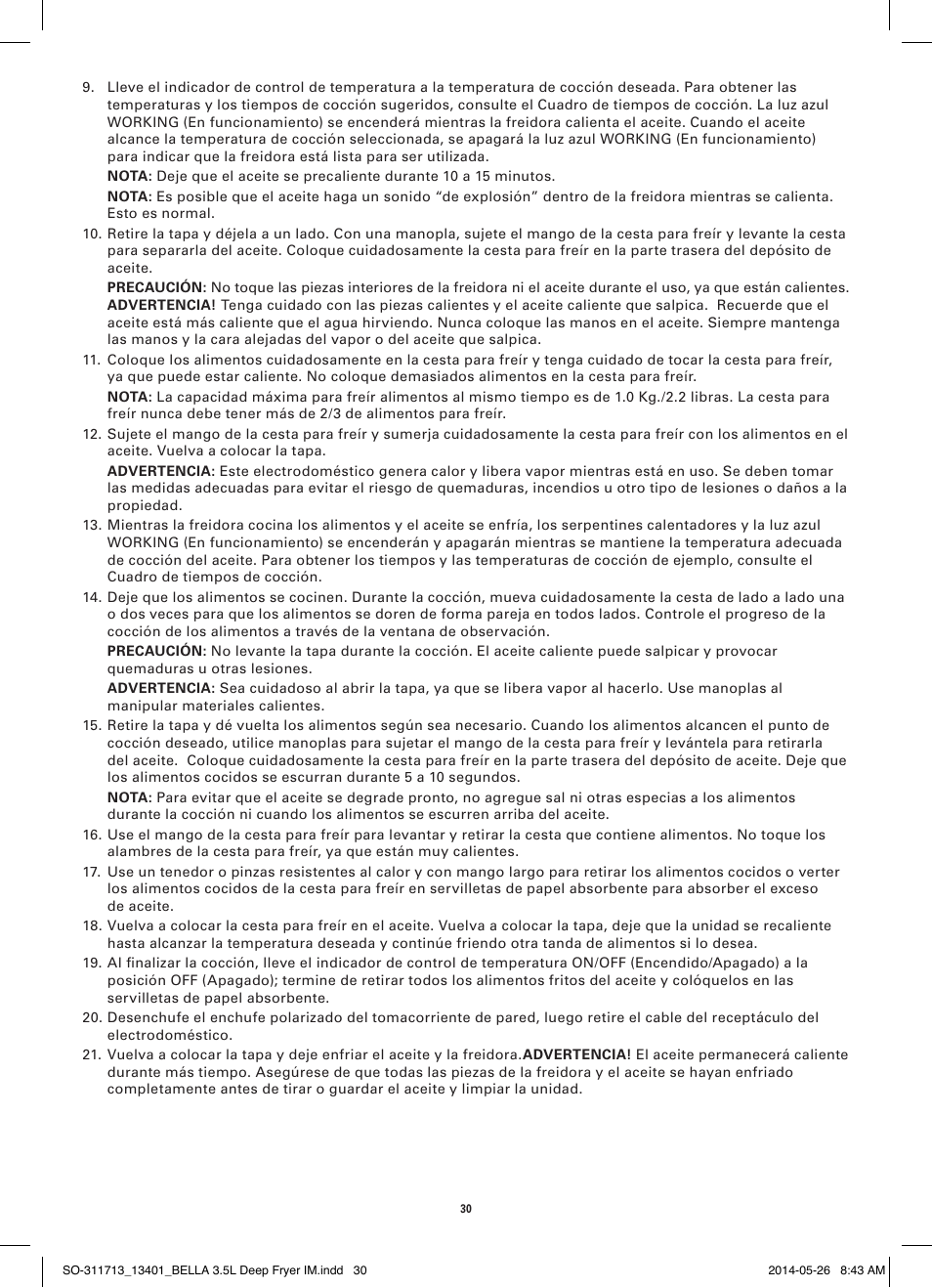 BELLA 13401 3.5L Deep Fryer User Manual | Page 32 / 40