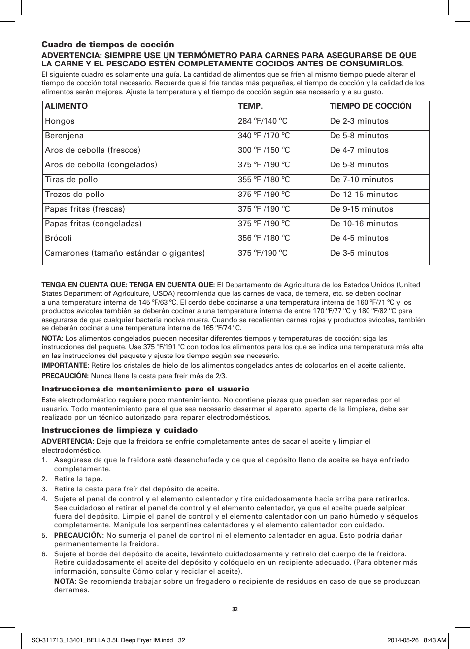 BELLA 13401 3.5L Deep Fryer User Manual | Page 34 / 40