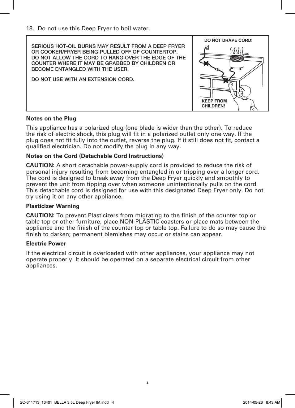 BELLA 13401 3.5L Deep Fryer User Manual | Page 6 / 40
