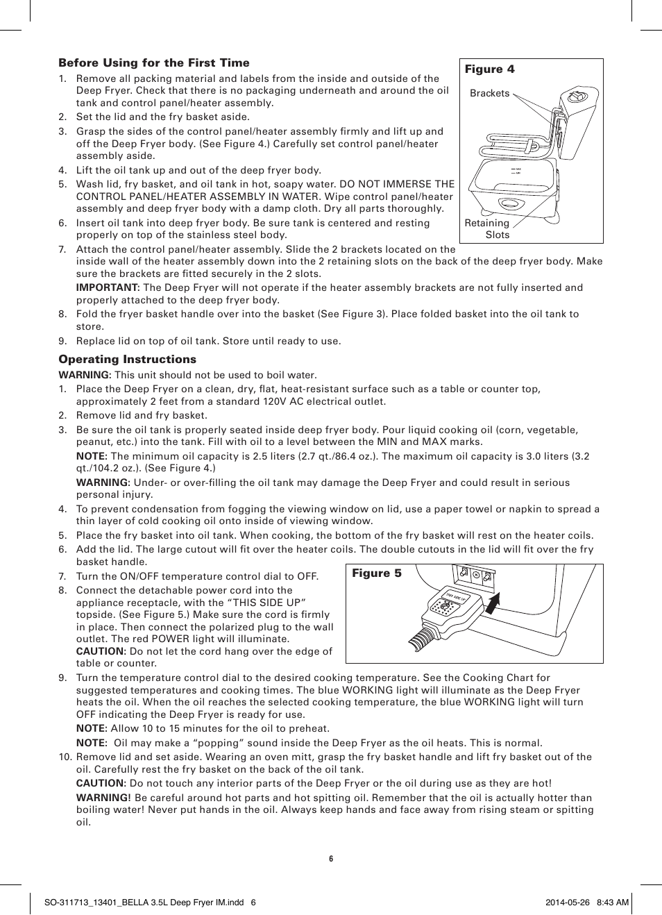 BELLA 13401 3.5L Deep Fryer User Manual | Page 8 / 40