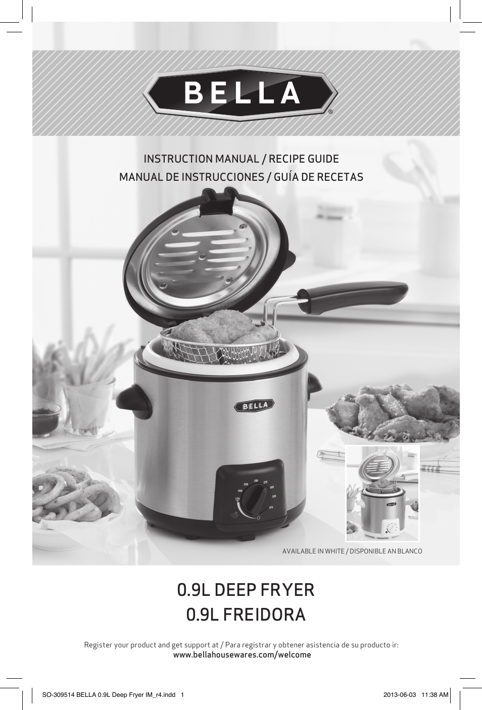 BELLA 13769 0.9L Deep Fryer User Manual | 36 pages