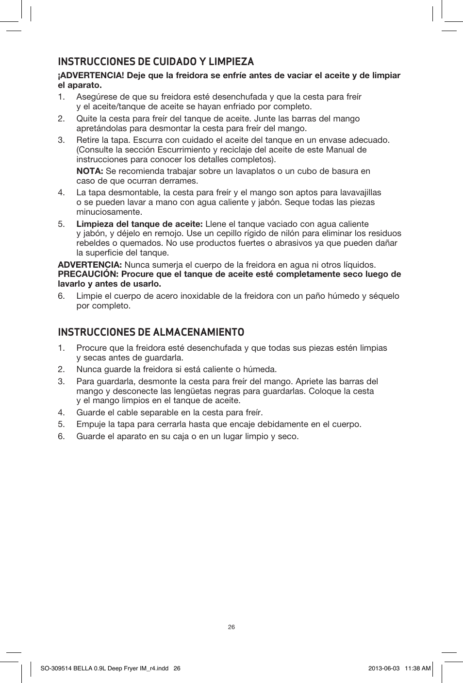 BELLA 13769 0.9L Deep Fryer User Manual | Page 28 / 36