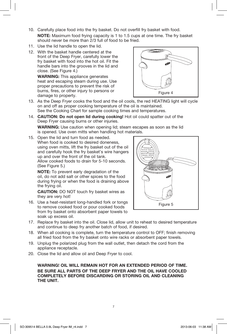 BELLA 13769 0.9L Deep Fryer User Manual | Page 9 / 36