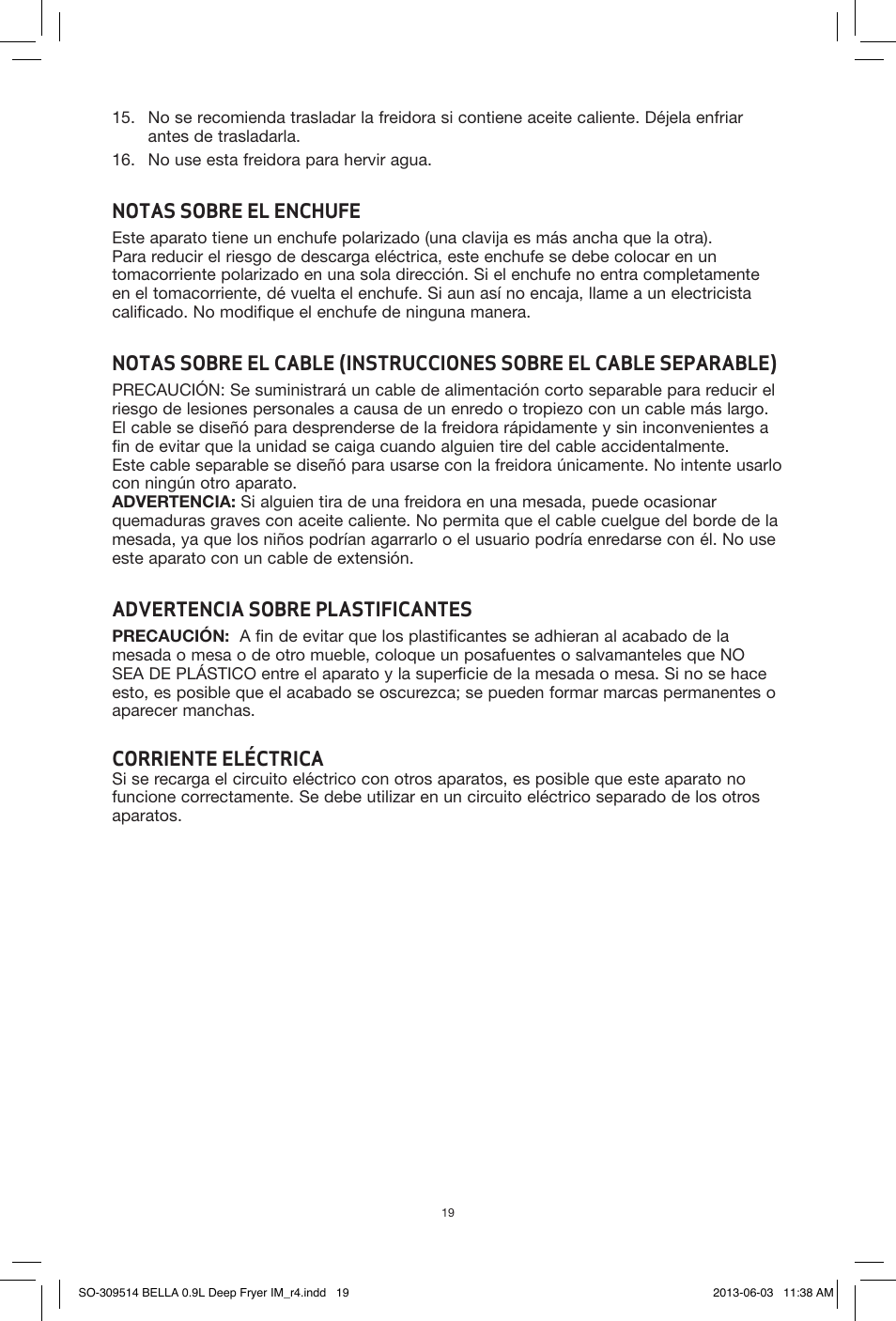 BELLA 13691 0.9L Deep Fryer User Manual | Page 21 / 36