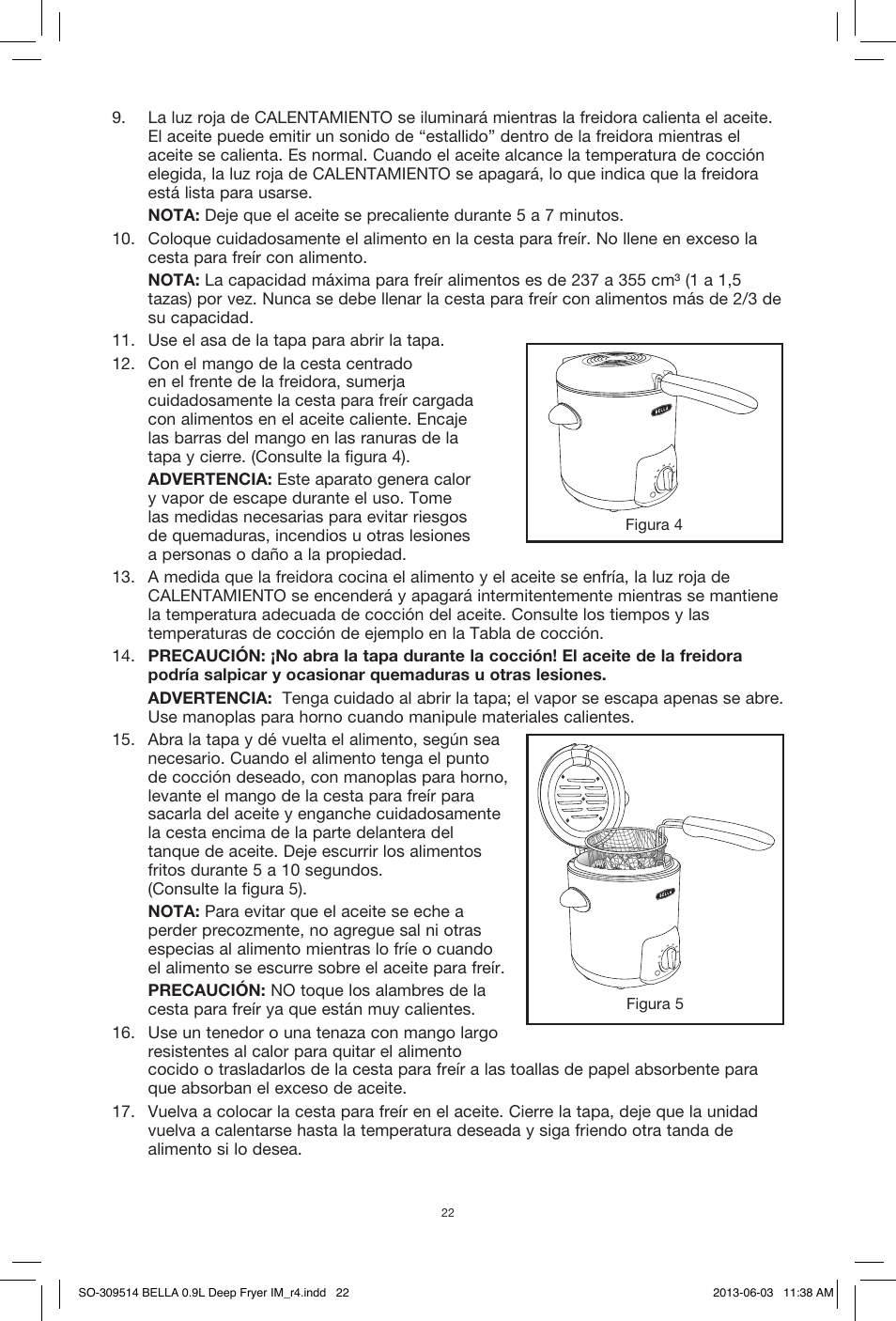 BELLA 13691 0.9L Deep Fryer User Manual | Page 24 / 36