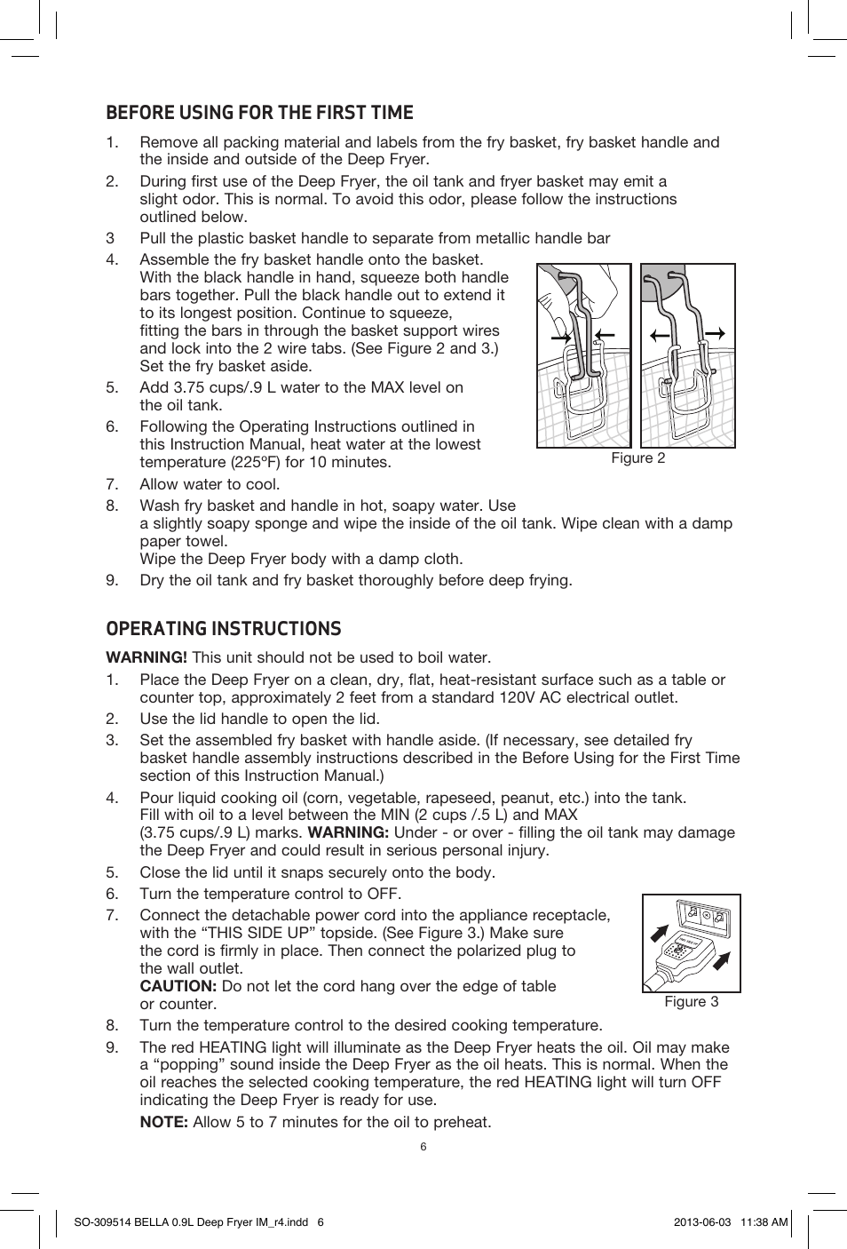 BELLA 13691 0.9L Deep Fryer User Manual | Page 8 / 36