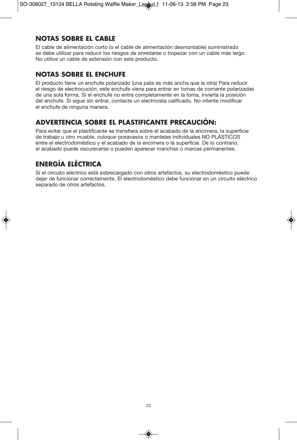 BELLA 13124 Rotating Waffle Maker User Manual | Page 23 / 32