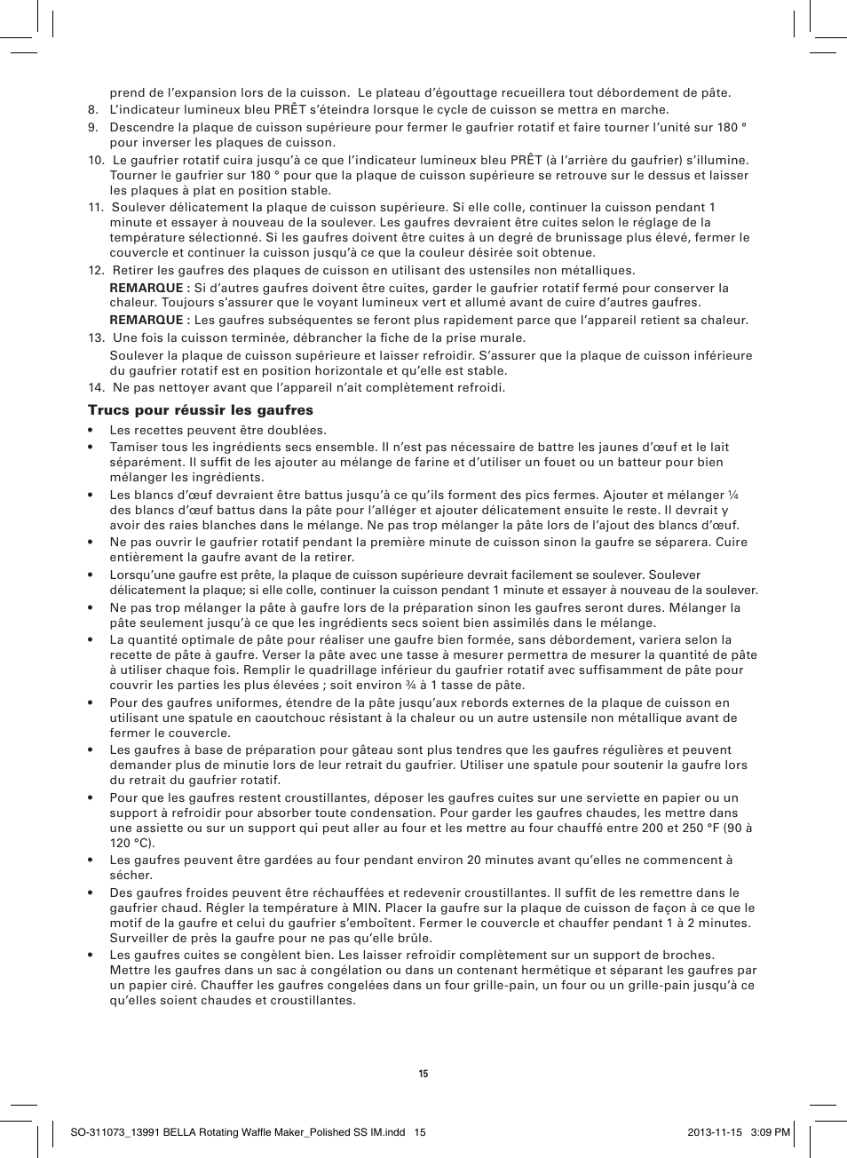 BELLA 13991 Rotating Waffle Maker User Manual | Page 17 / 32