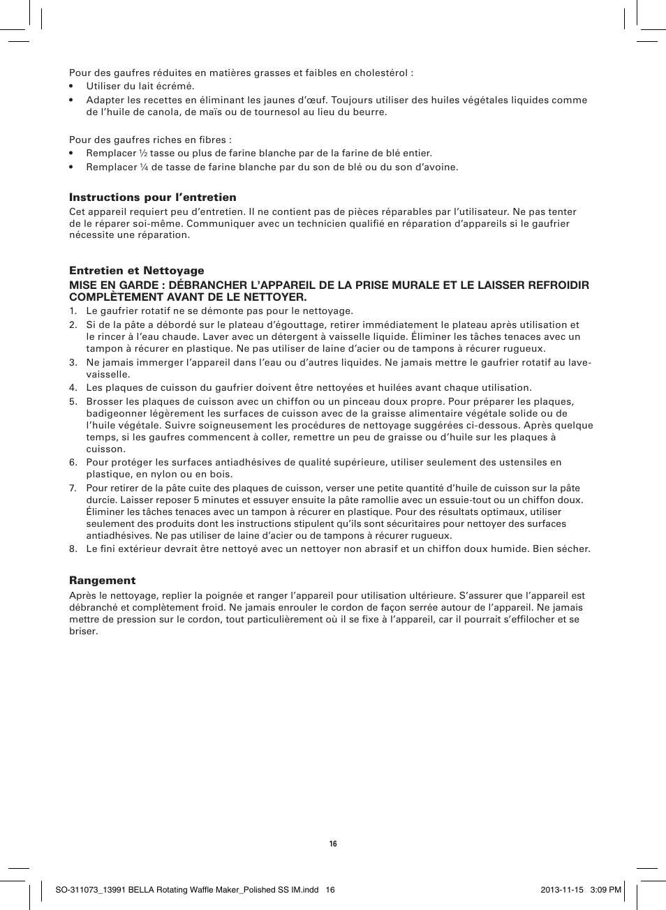 BELLA 13991 Rotating Waffle Maker User Manual | Page 18 / 32