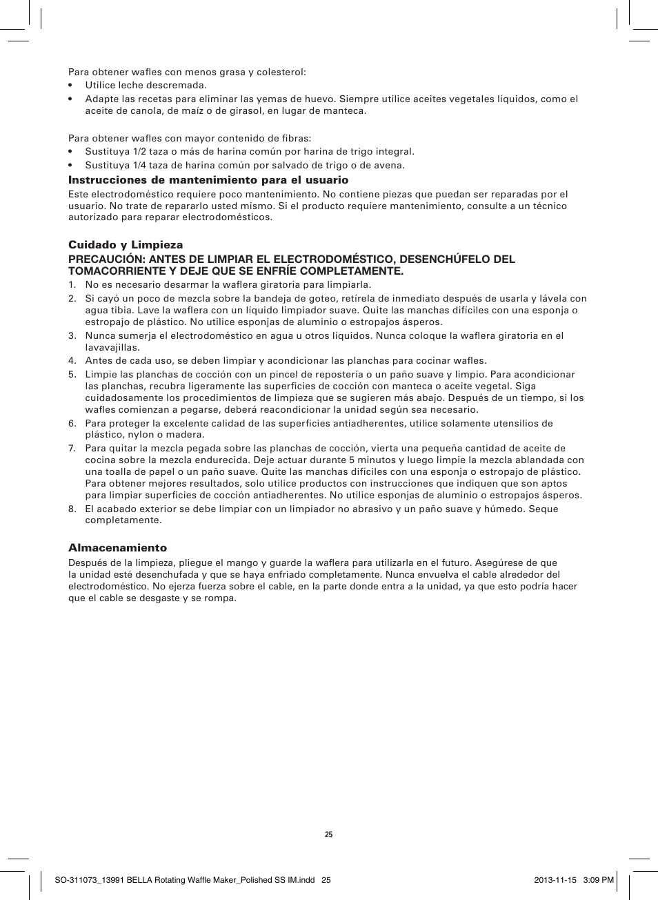 BELLA 13991 Rotating Waffle Maker User Manual | Page 27 / 32