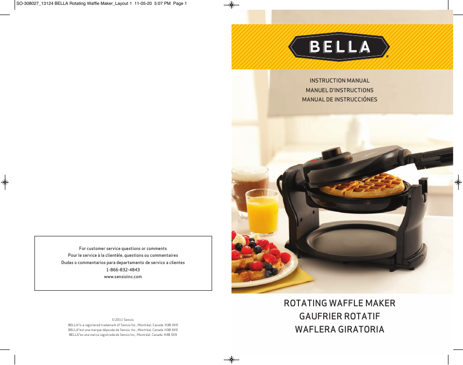BELLA 13591 Rotating Waffle Maker User Manual | 26 pages