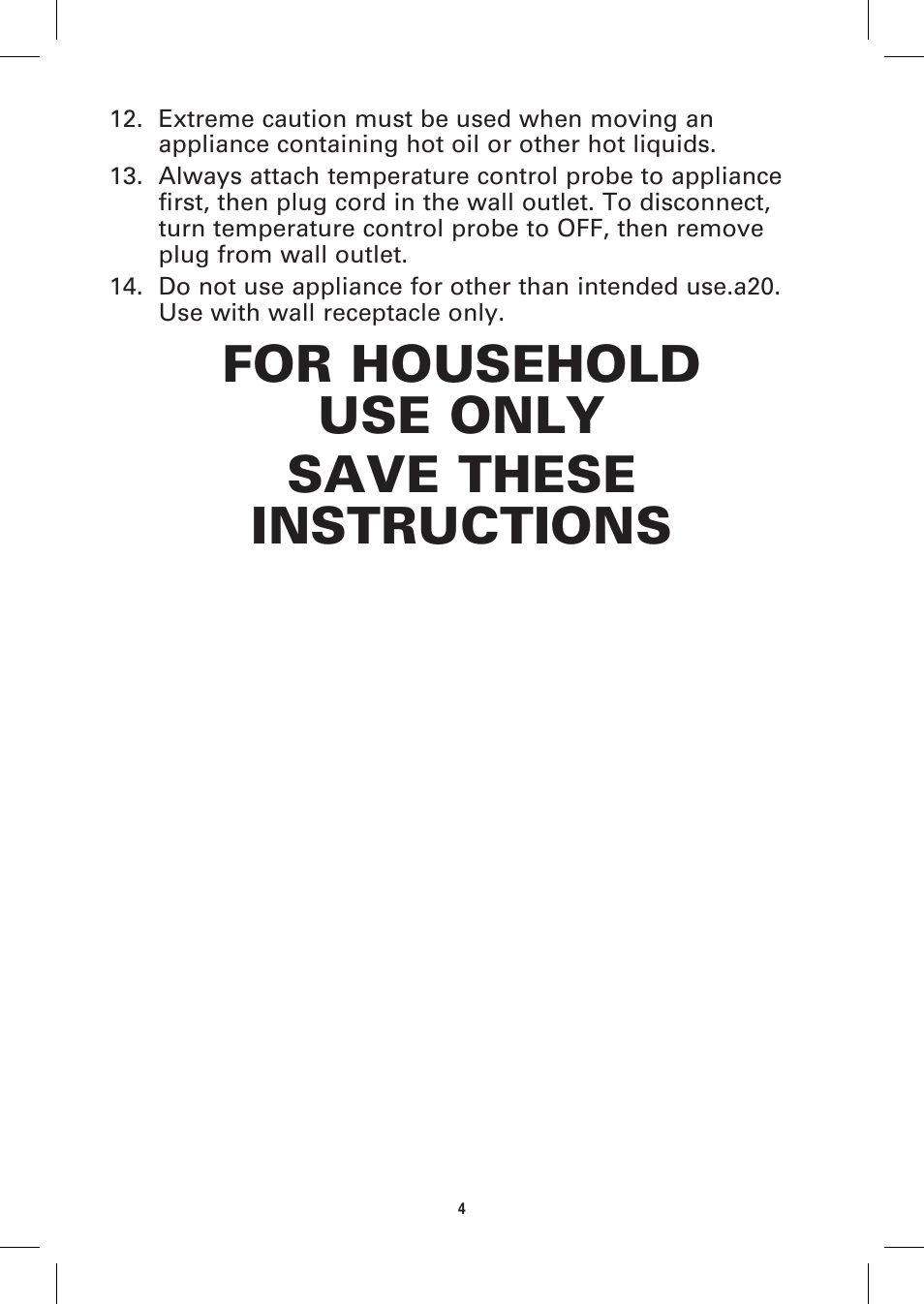 For household use only save these instructions | BELLA 13057 10 x 18 Griddle User Manual | Page 4 / 36