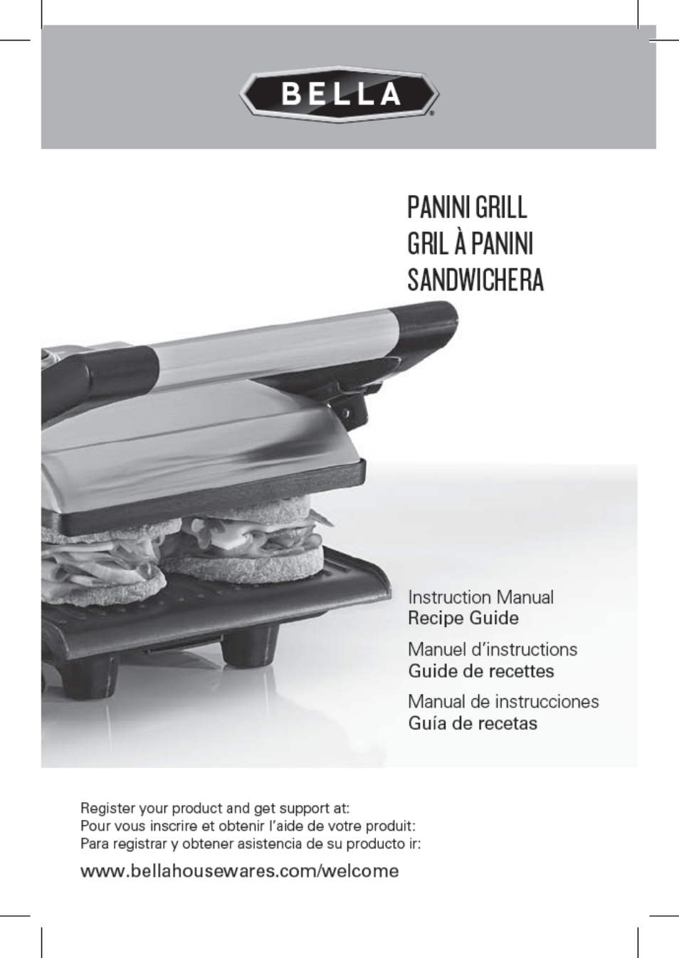 BELLA 13944 Panini Maker User Manual | 50 pages