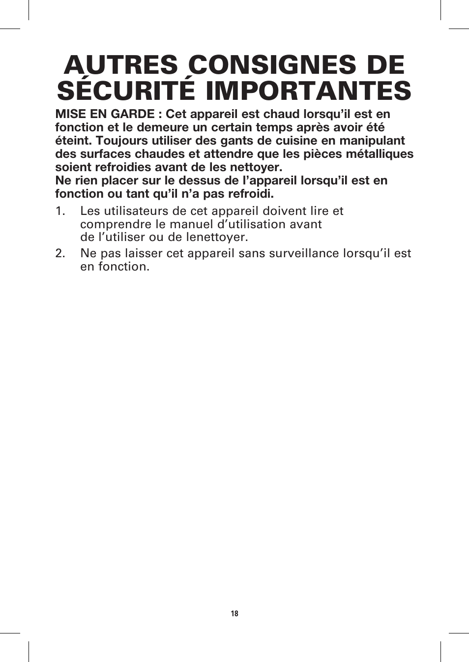 Autres consignes de sécurité importantes | BELLA 13944 Panini Maker User Manual | Page 20 / 50