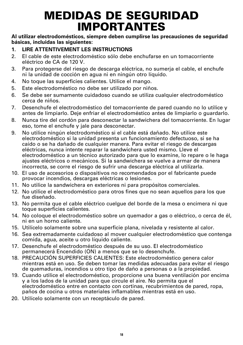 Medidas de seguridad importantes | BELLA 13267 Panini Maker User Manual | Page 20 / 28