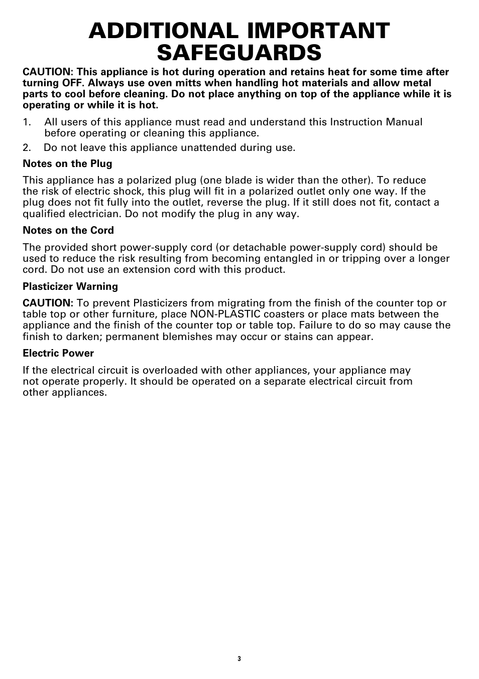 Additional important safeguards | BELLA 13267 Panini Maker User Manual | Page 5 / 28